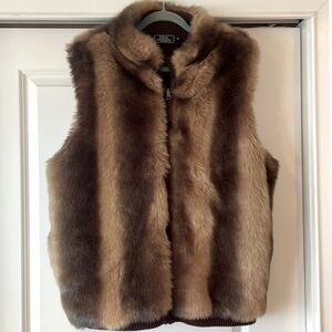 Lisa International Brown Faux Fur Vest
